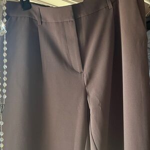 DKNY Size 12 Classic Wide-Leg Dress Pants in Taupe